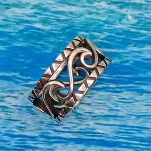 anello surf tribale onde handmade argento 925