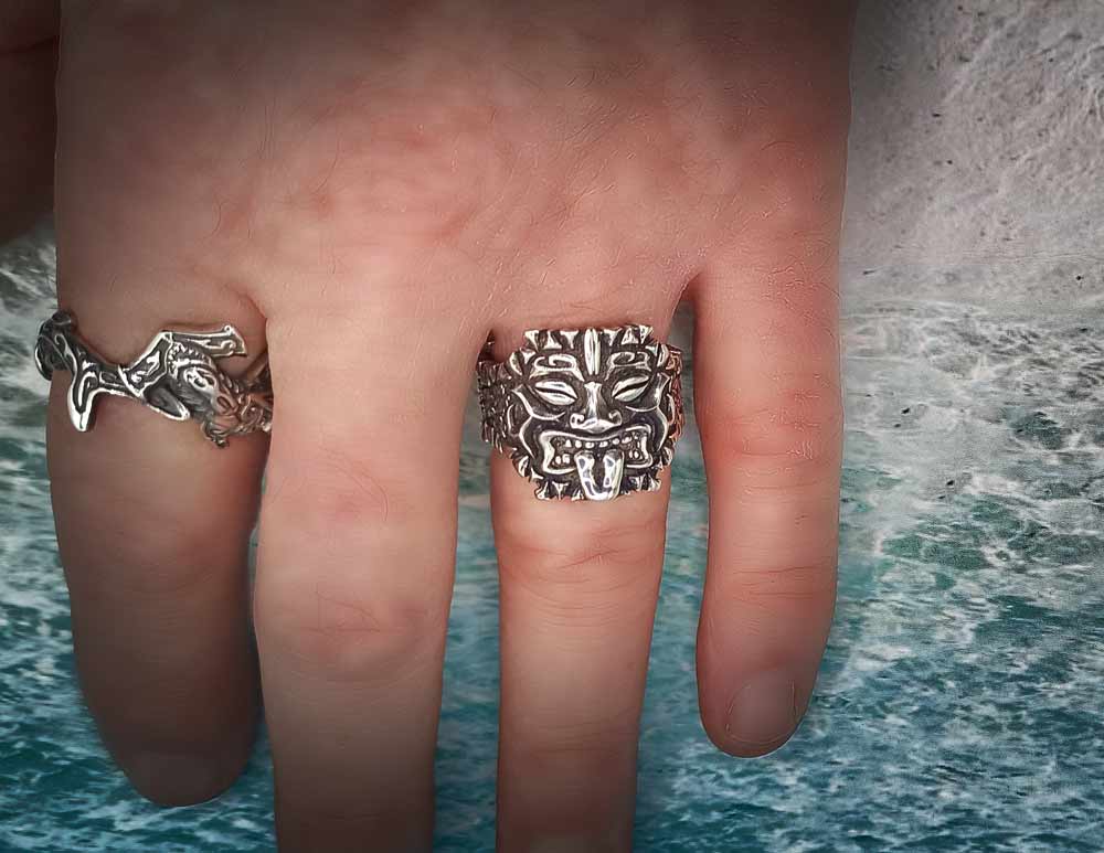 anello tiki handmade argento 925