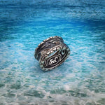 Carica l&#39;immagine nel visualizzatore di Gallery, anello a fascia larga surf maori tribale onde argento925
