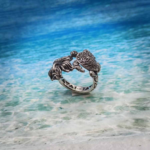 anello surf maori tartaruga hibiscus argento 925